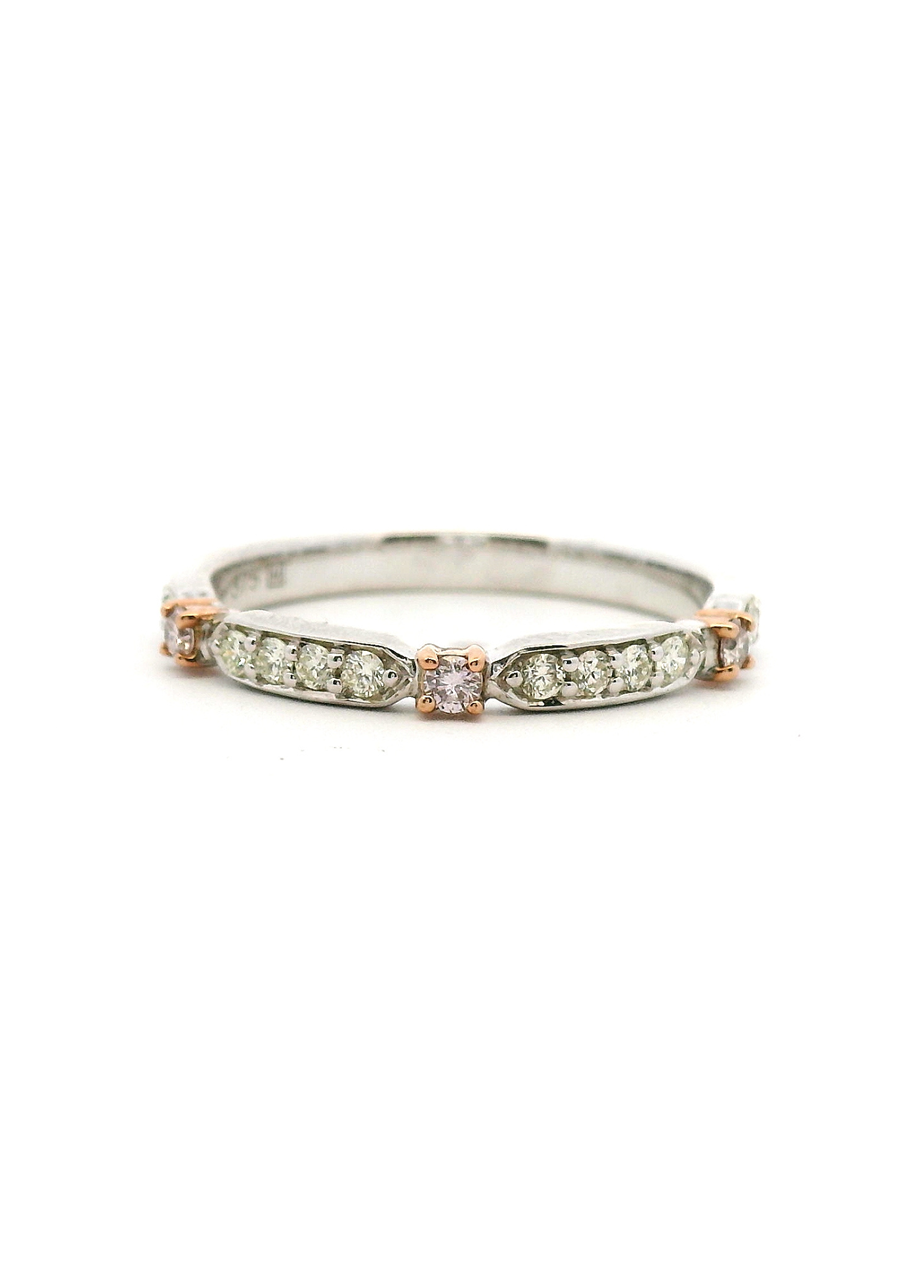 Pink Diamond & White Diamond 9k White & Rose Gold Ring
