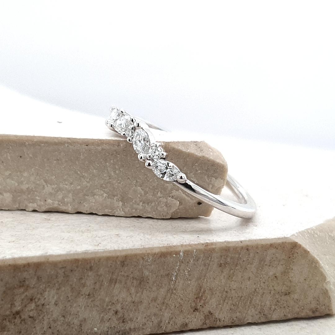 The Georgia Setting 18ct White Gold Marquise & Round Diamond Wedding Ring