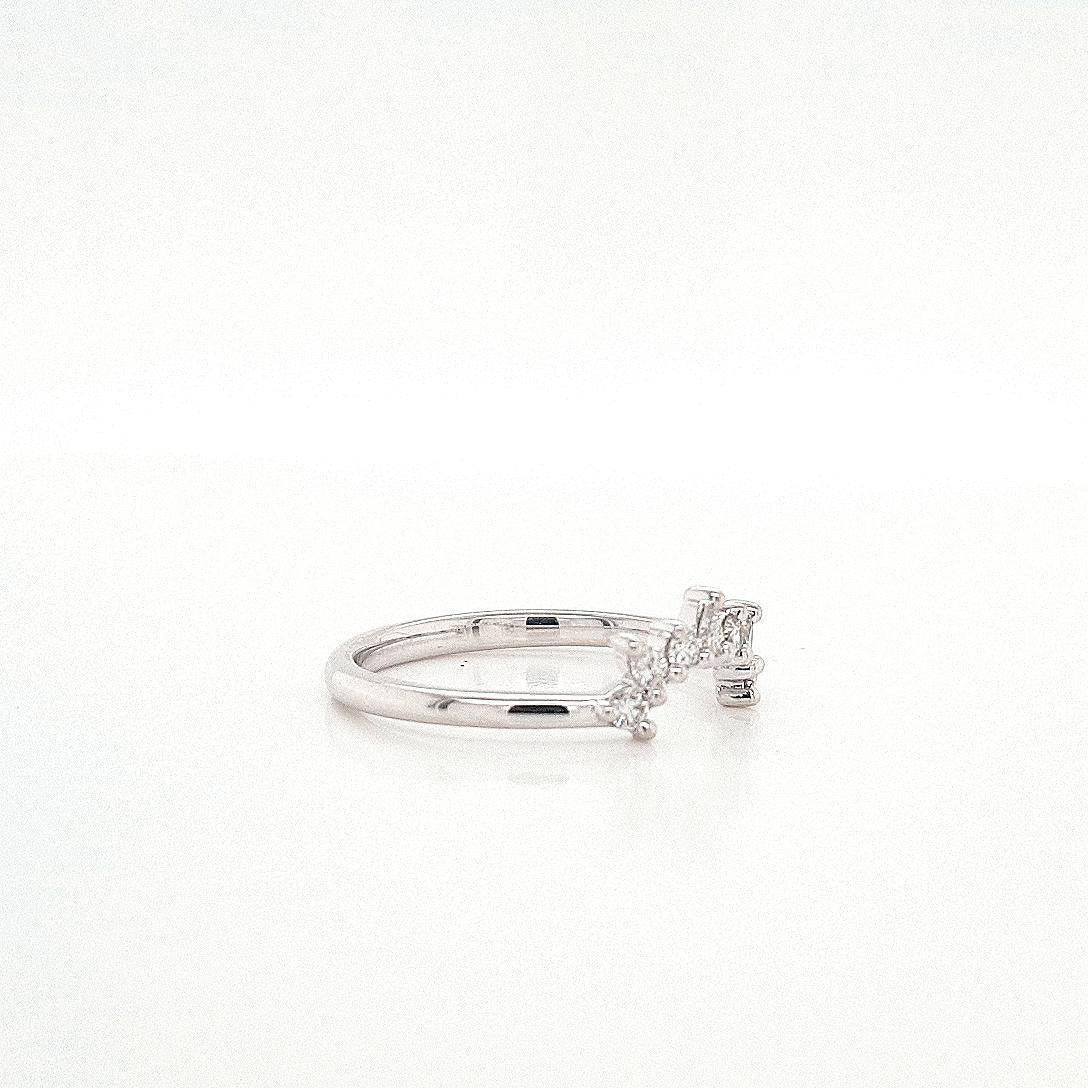 18ct White Gold Pear & Round Diamond Arch Wedding Band