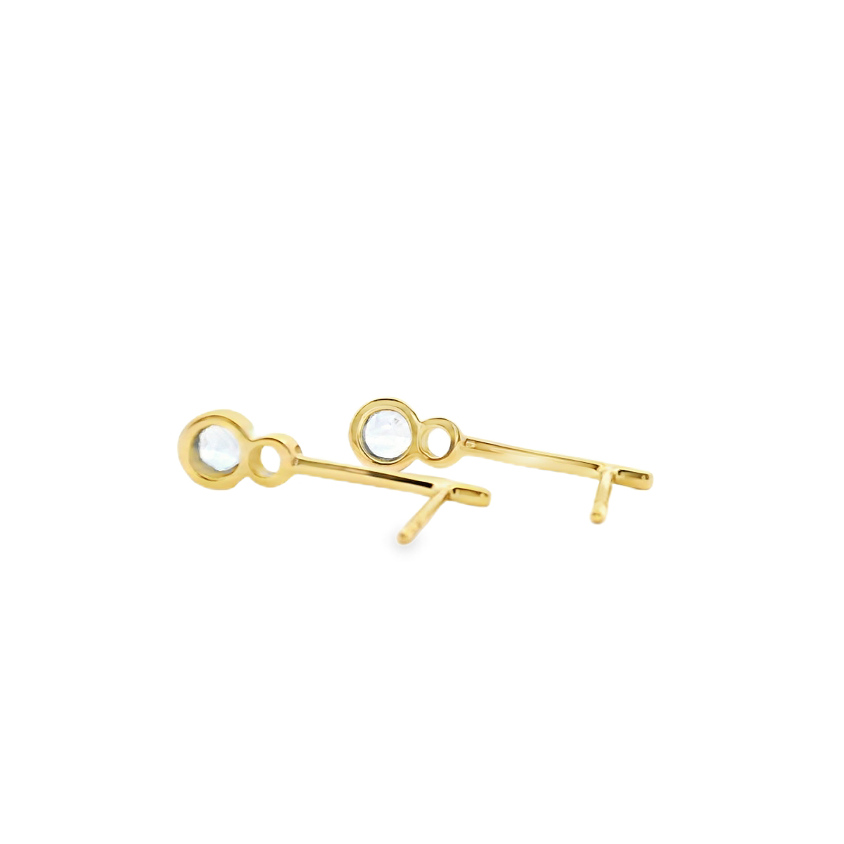 Ceylonese Sapphire & White Sapphire 9k Yellow Gold Drop Stud Earrings