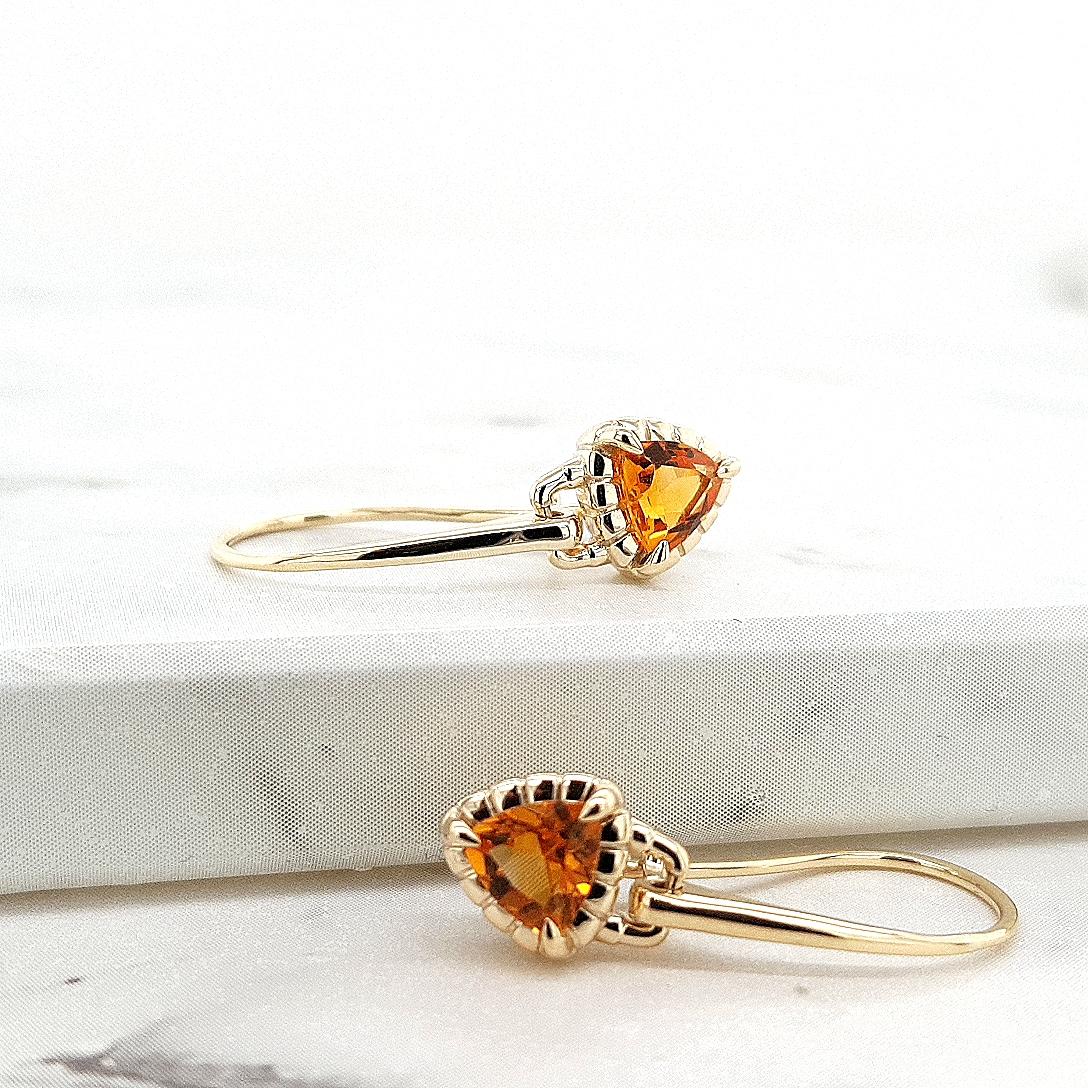 Citrine Drop Hook Earrings in 9ct Yellow Gold