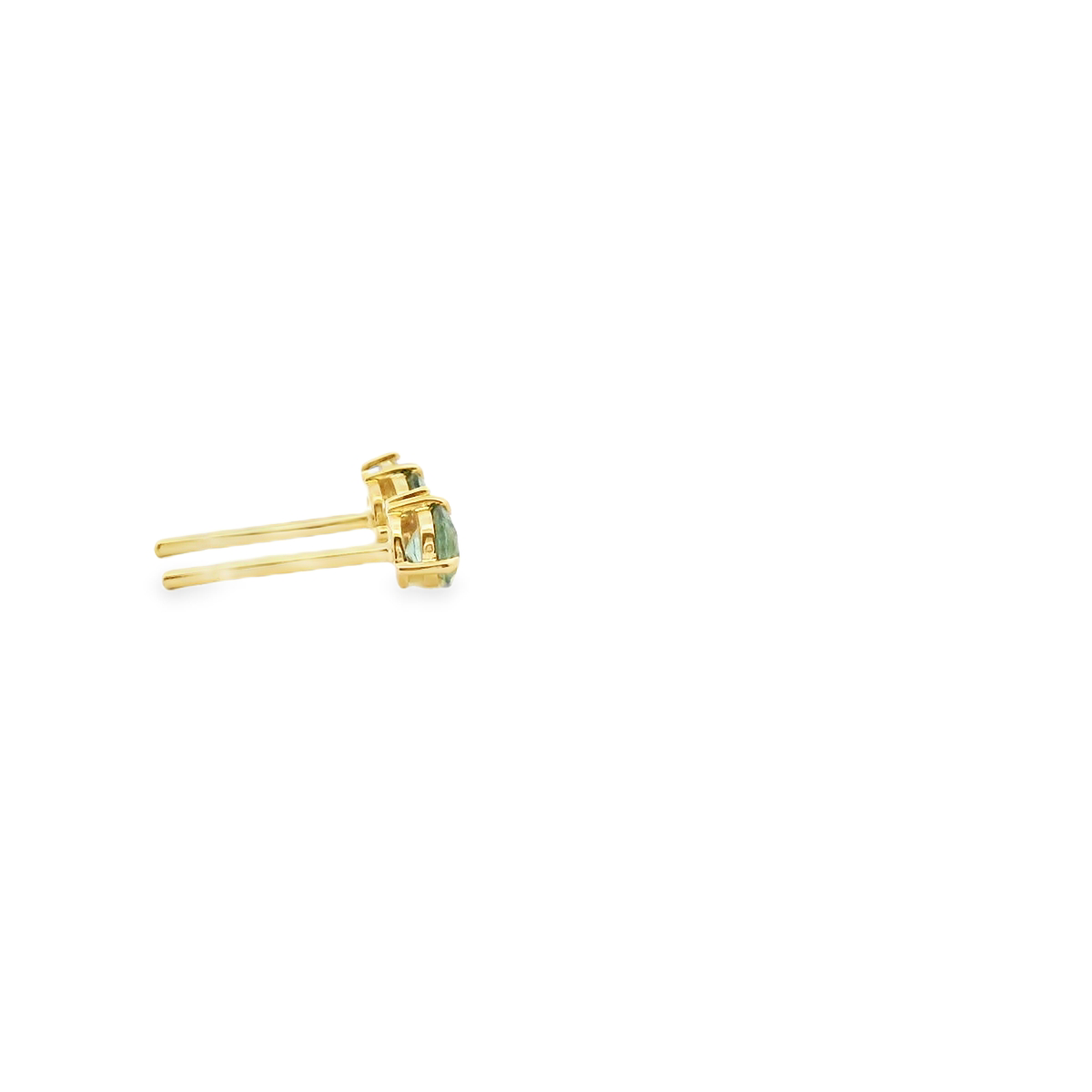 Mint Tourmaline & Diamond 9k Yellow Gold Stud Earrings