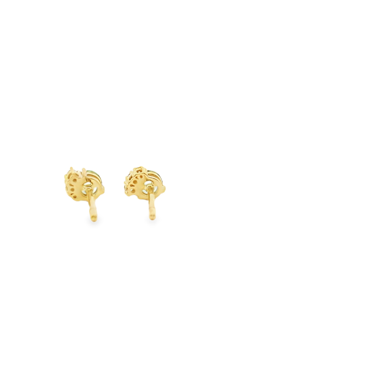 Mint Tourmaline & Diamond 9k Yellow Gold Stud Earrings