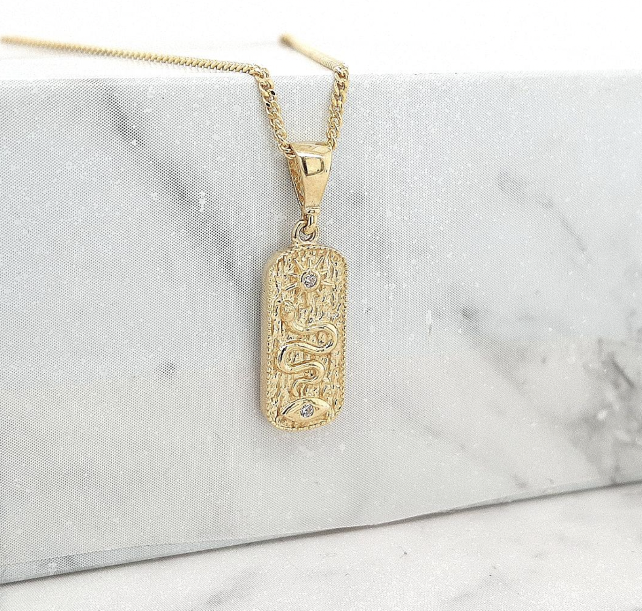 9ct Yellow Gold Cubic Zirconia Ancient Medallion Pendant