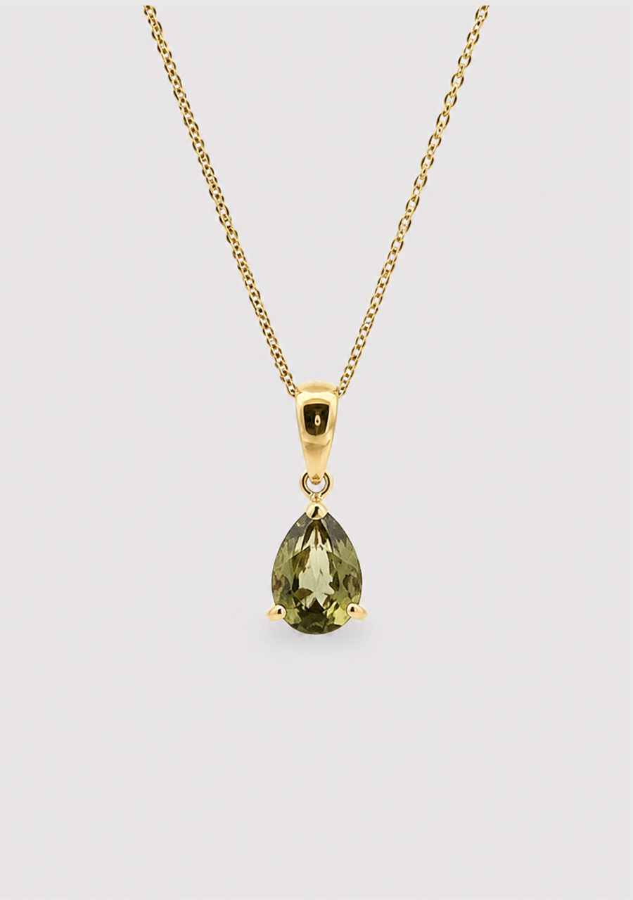 Green Sapphire 9ct Yellow Gold Pendant