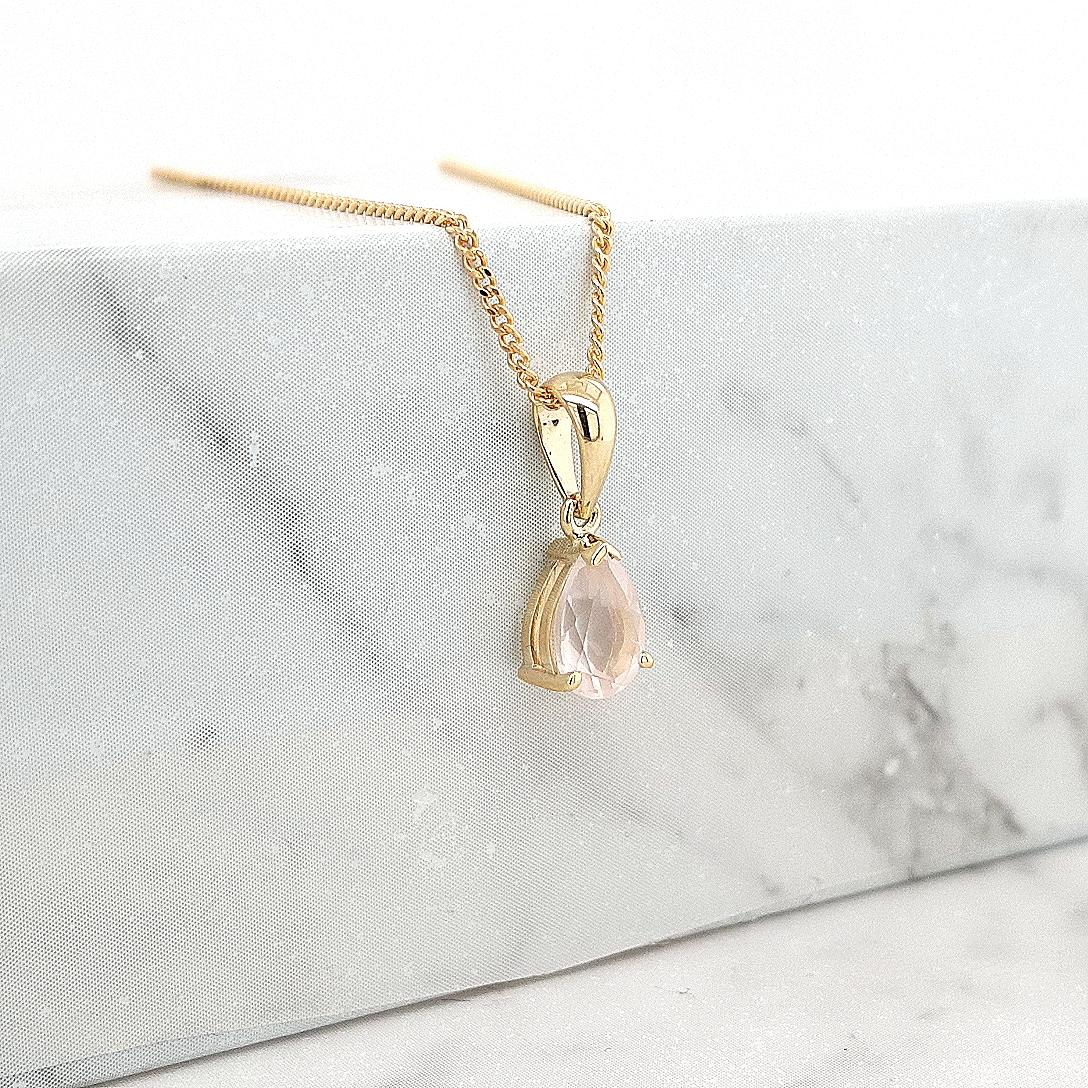 Rose Quartz 9ct Yellow Gold Pendant