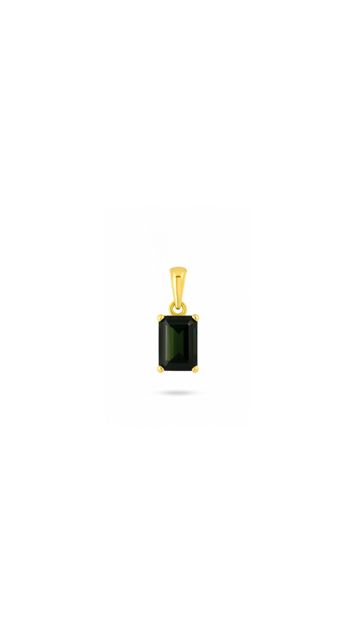 Green Tourmaline Octagonal Pendant in 9ct Yellow Gold