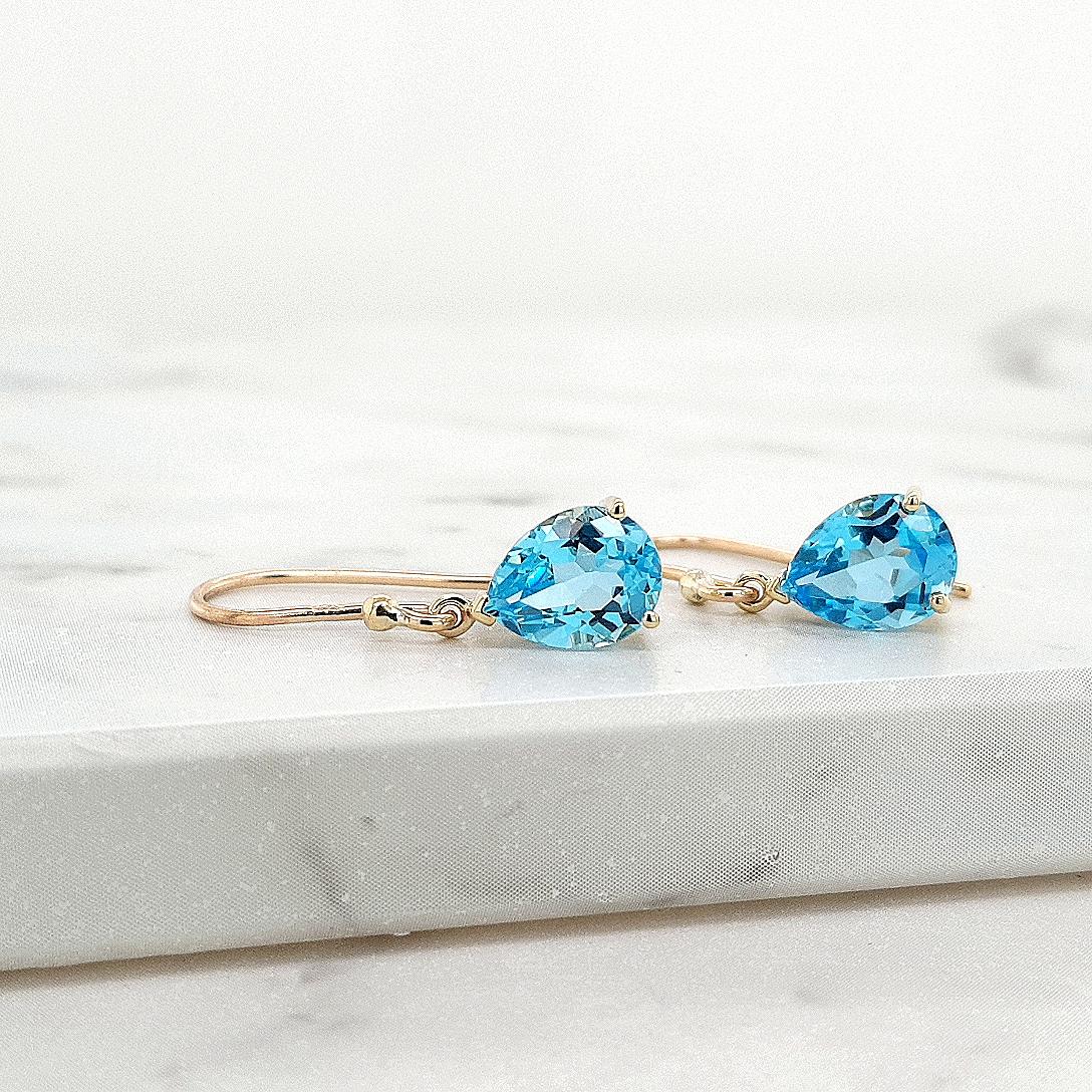 Blue Topaz 9ct Yellow Gold Earrings