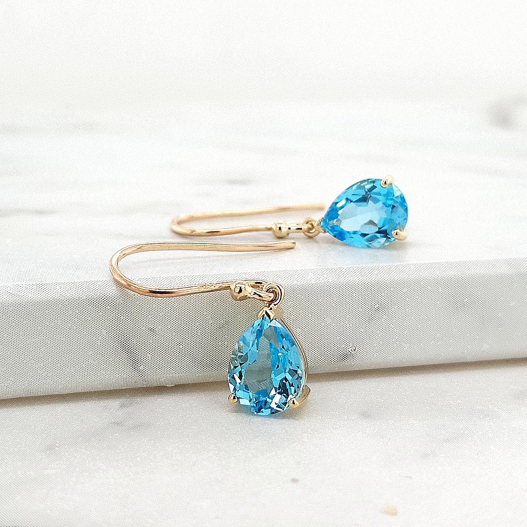 Blue Topaz 9ct Yellow Gold Earrings