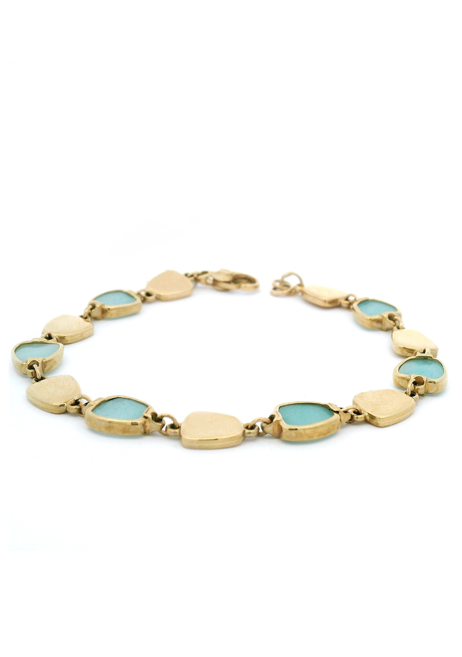 Amazonite 9ct Yellow Gold Bell Shape Bracelet