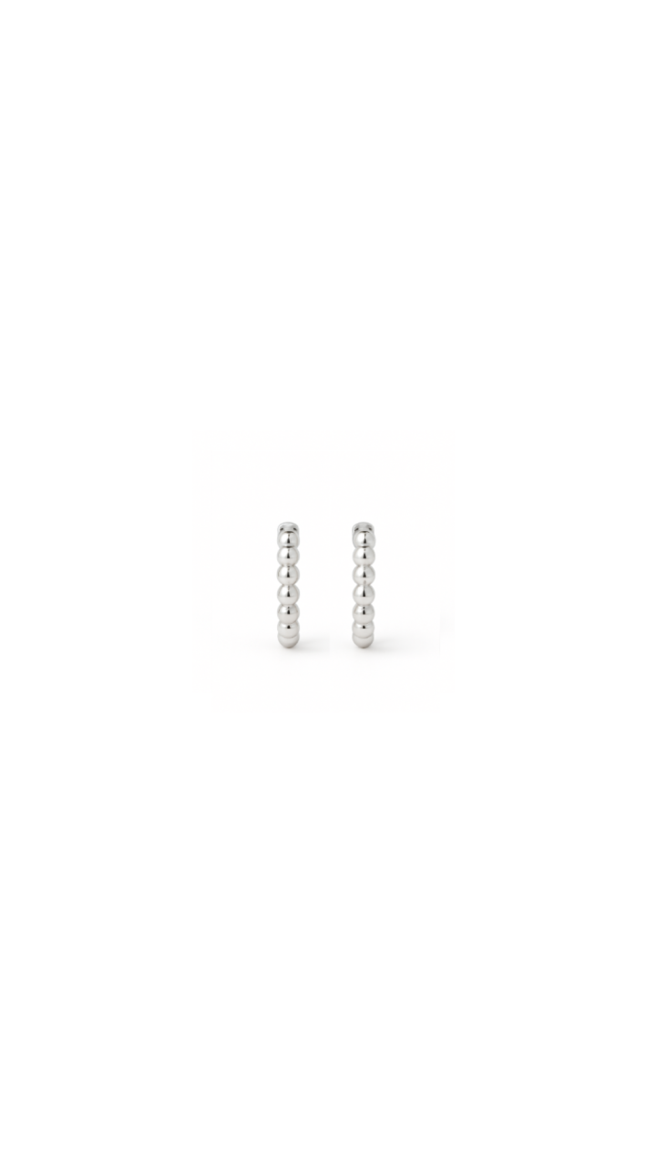 Ball Hoop Huggies in 9ct White Gold