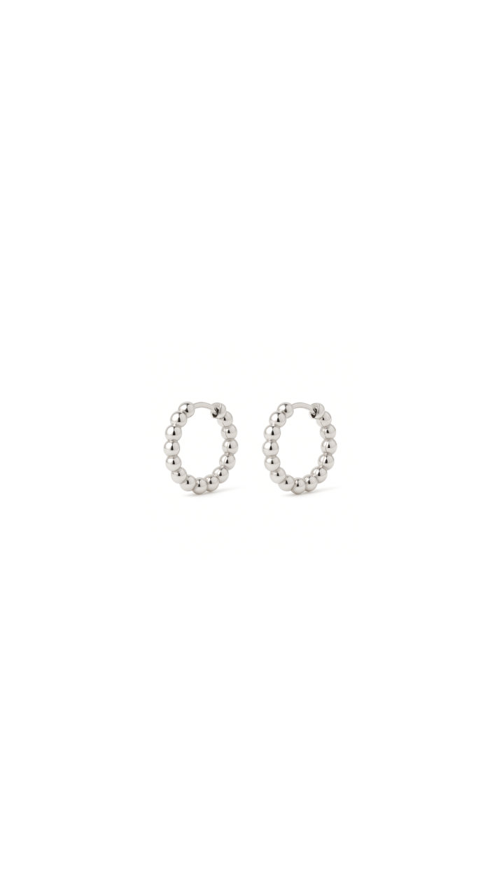 Ball Hoop Huggies in 9ct White Gold