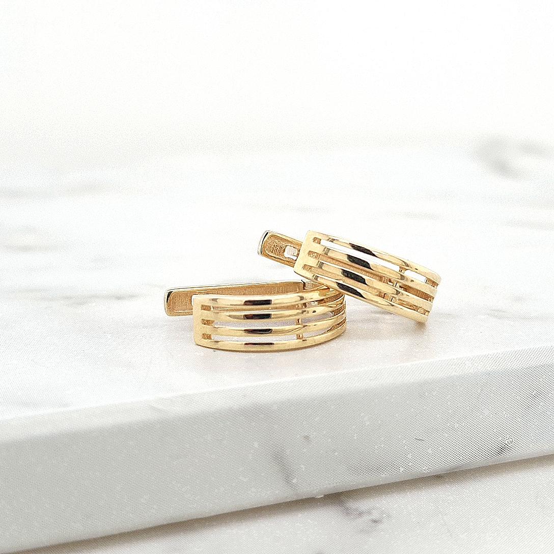 9ct Yellow Gold Cut Out Lined Hoop Earrings