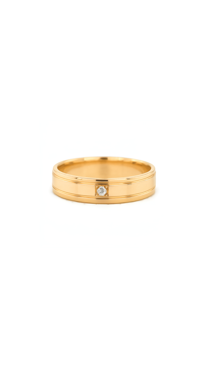 Diamond Groove Band in 9ct Yellow Gold