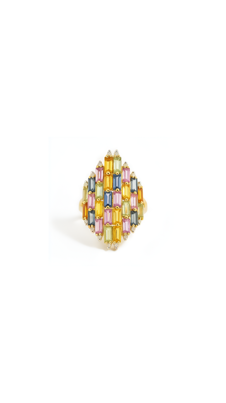 Multi Coloured Sapphire & Diamond Dress Ring in 9ct Yellow Gold