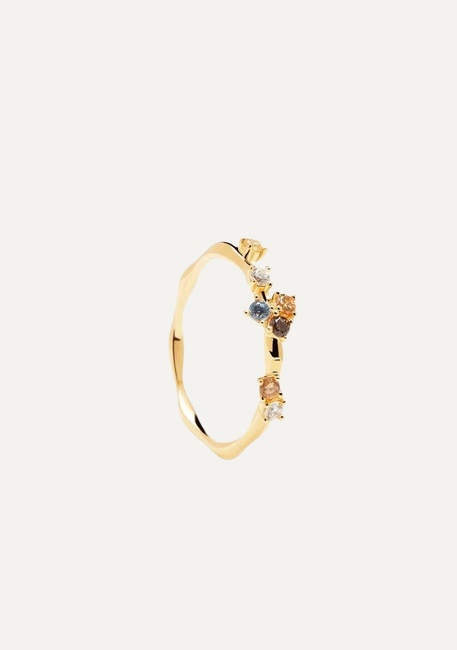 PD Paola 18ct Yellow Gold Plated Five Five Ring Size 14