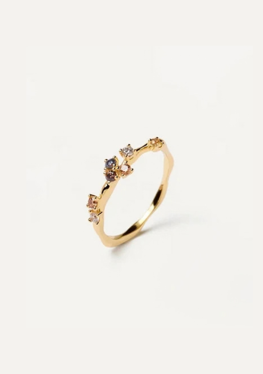 PD Paola 18ct Yellow Gold Plated Five Five Ring Size 14