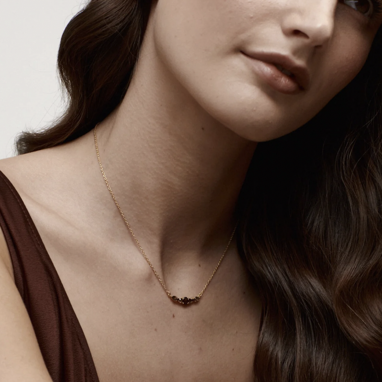 Silk and Steel Theia Necklace with Multi Shaped Smokey Quartz