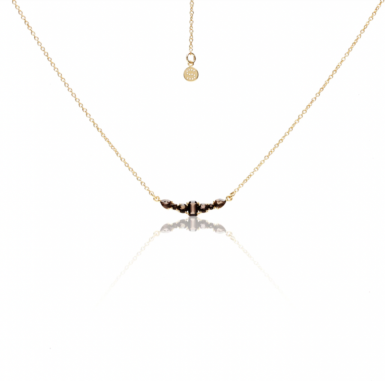 Silk and Steel Theia Necklace with Multi Shaped Smokey Quartz