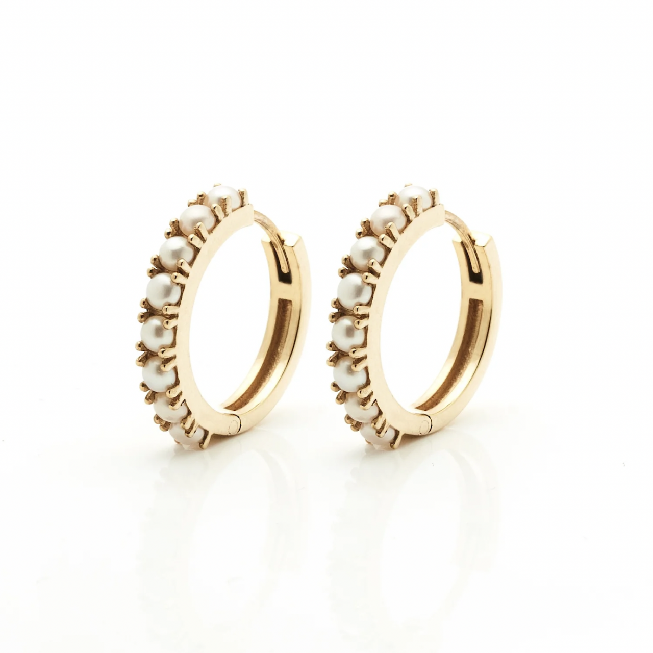 Silk & Steel Venus Sleeper Hoop Earrings with Freshwater Pearls