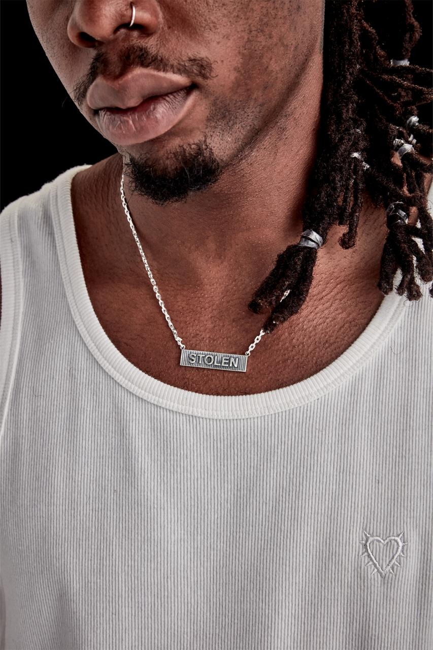 Stolen Girlfriends Club Sterling Silver Corrugated Bolt Bar Necklace