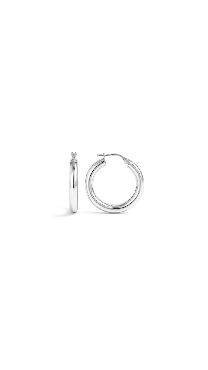 Round Hoop Earrings in 9ct White Gold