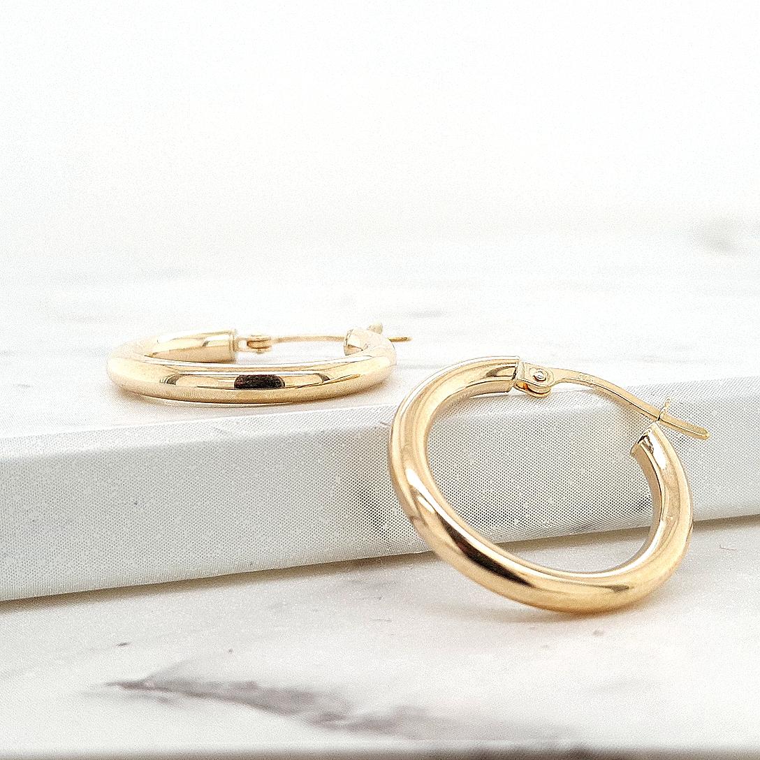 9ct Yellow Gold Plain Hoop 15mm Earrings
