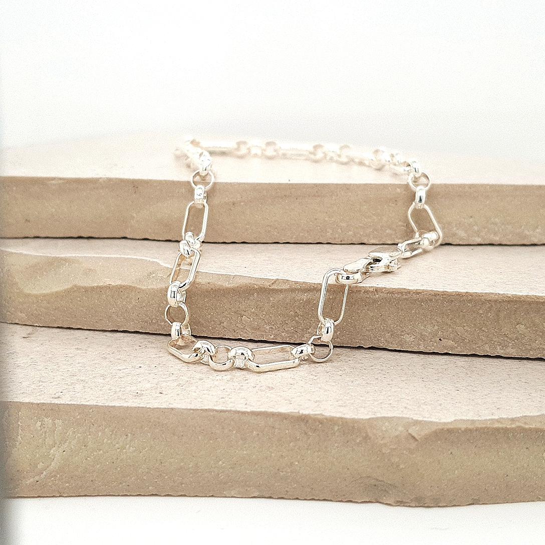 Sterling Silver 1/3 Figaro Belcher Bracelet