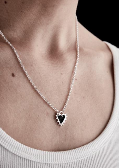 Stolen Girlfriends Club Sterling Silver Talon Heart Necklace with Onyx