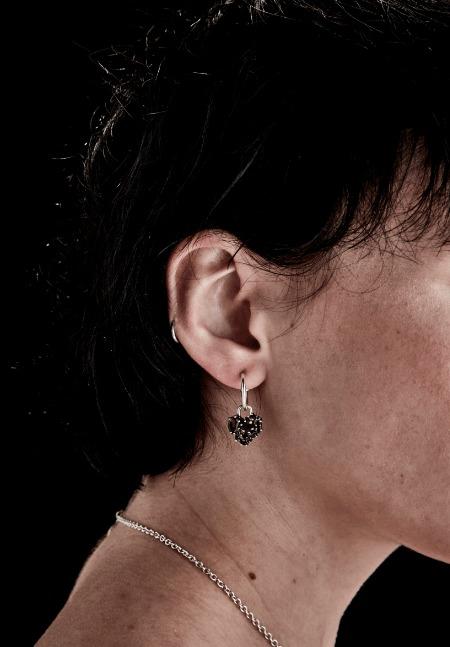 Stolen Girlfriends Club Sterling Silver Crooked Heart Sleeper Earrings with Cola Quartz
