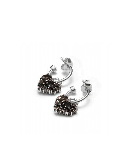 Stolen Girlfriends Club Sterling Silver Crooked Heart Sleeper Earrings with Cola Quartz