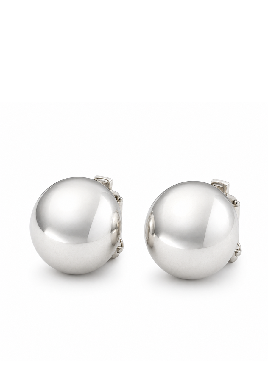 Sterling Silver Plain Dome Clip-on Earrings