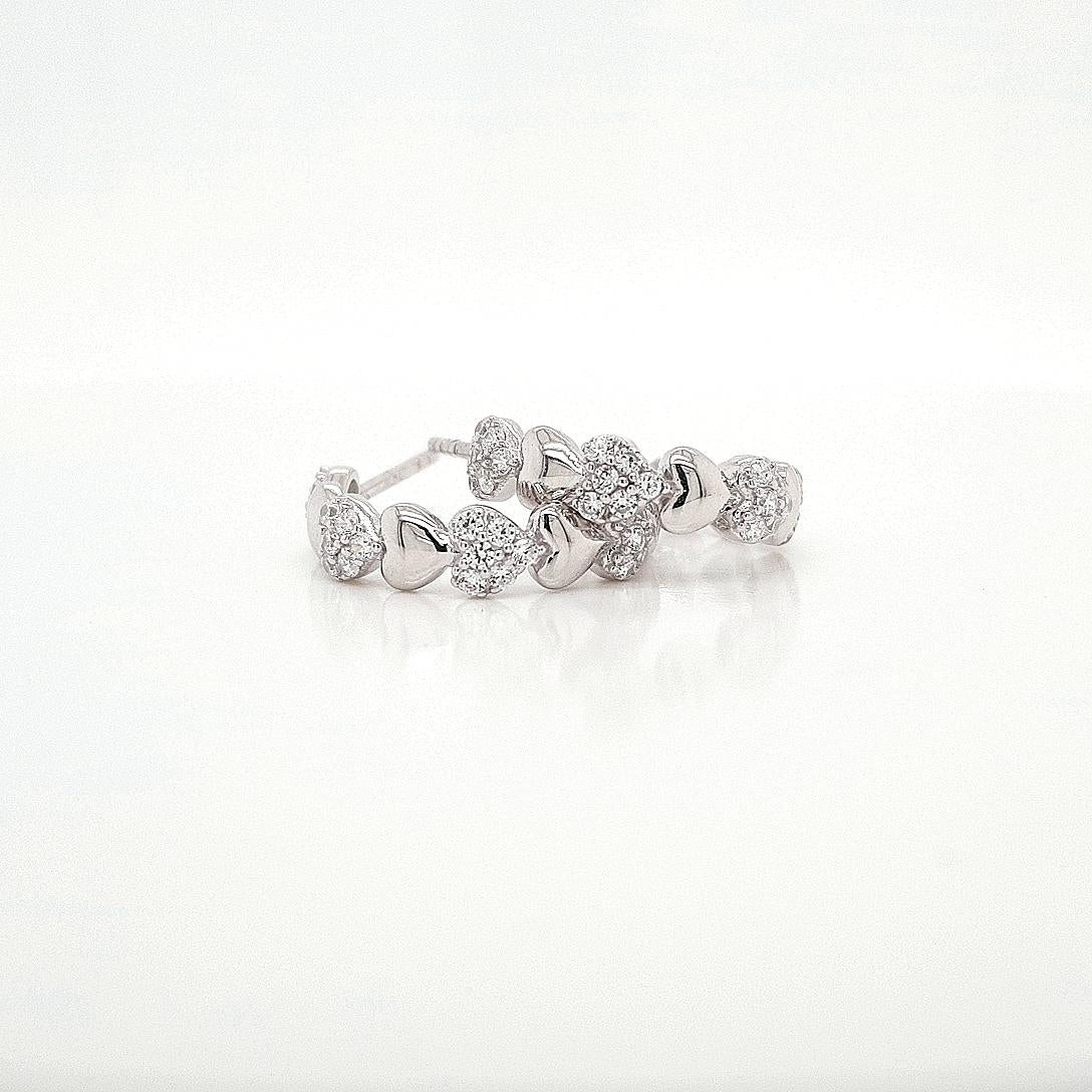 Georgini Sterling Silver Sweetheart Sparkly Heart Hoop Earrings