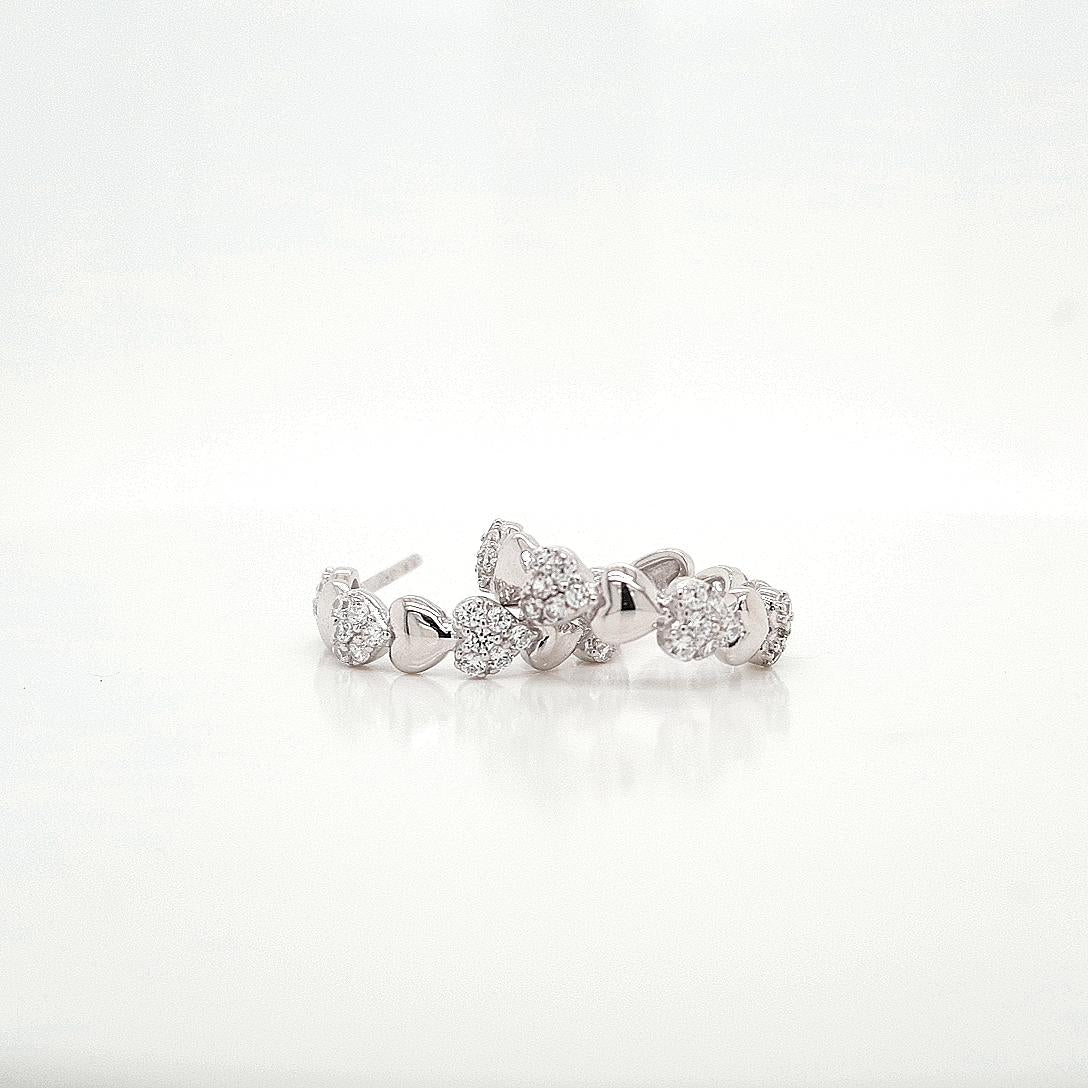 Georgini Sterling Silver Sweetheart Sparkly Heart Hoop Earrings