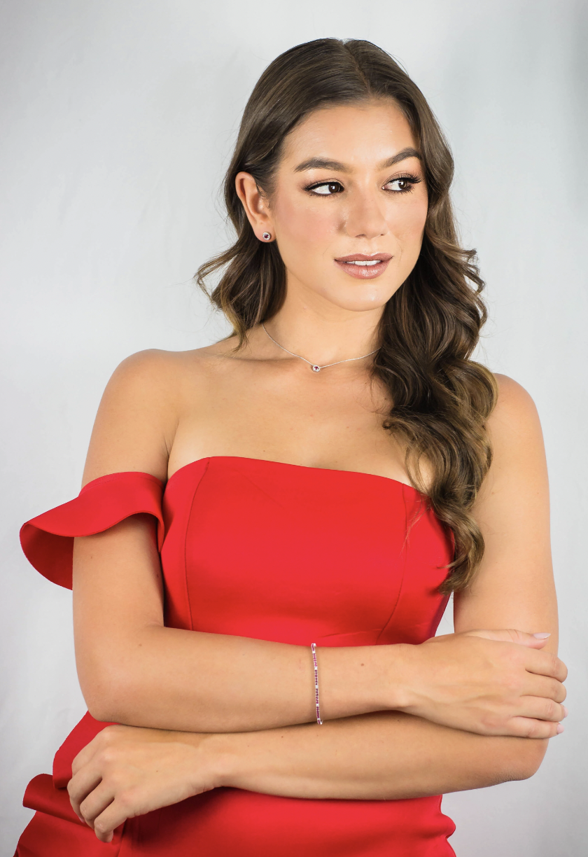 Georgini Milestone Created Ruby and White Cubic Zirconia 2mm Sterling Silver Tennis Bracelet