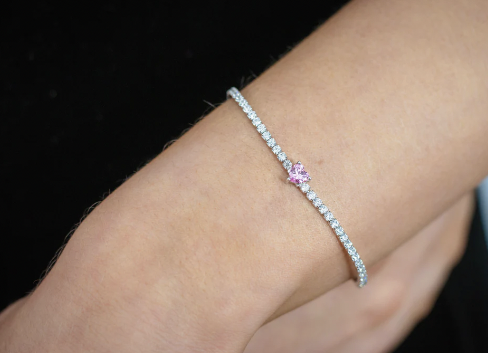 Georgini Sweetheart Tennis Bracelet with Pink and White Cubic Zirconias