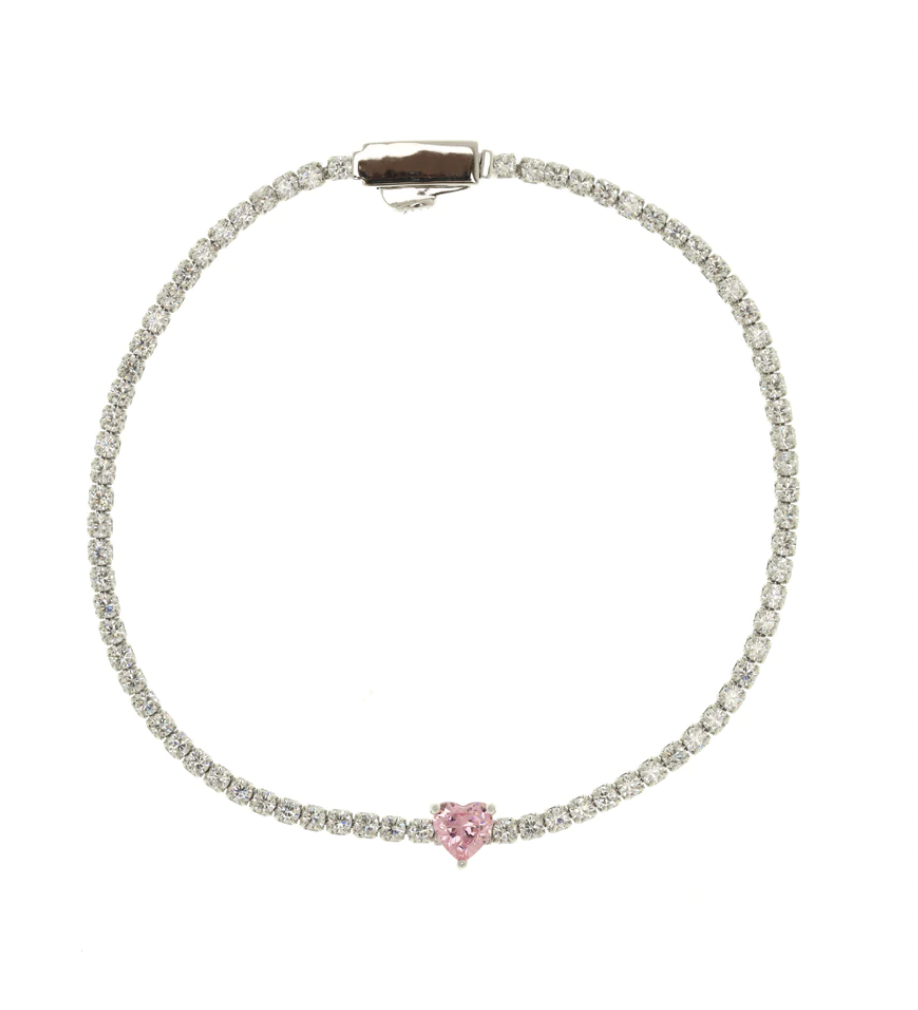 Georgini Sweetheart Tennis Bracelet with Pink and White Cubic Zirconias