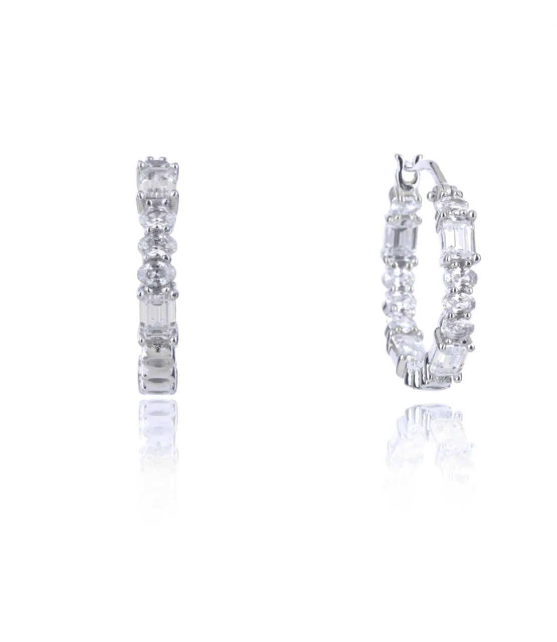 Georgini Baguette Inside Out Earrings Sterling Silver Small