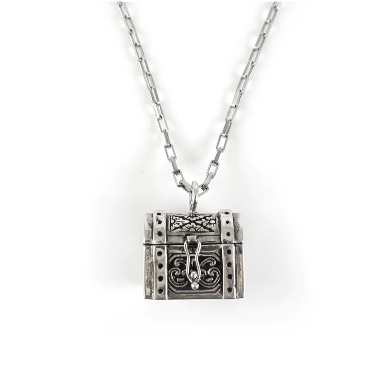 Nick Von K Medium Treasure Chest Necklace Sterling Silver