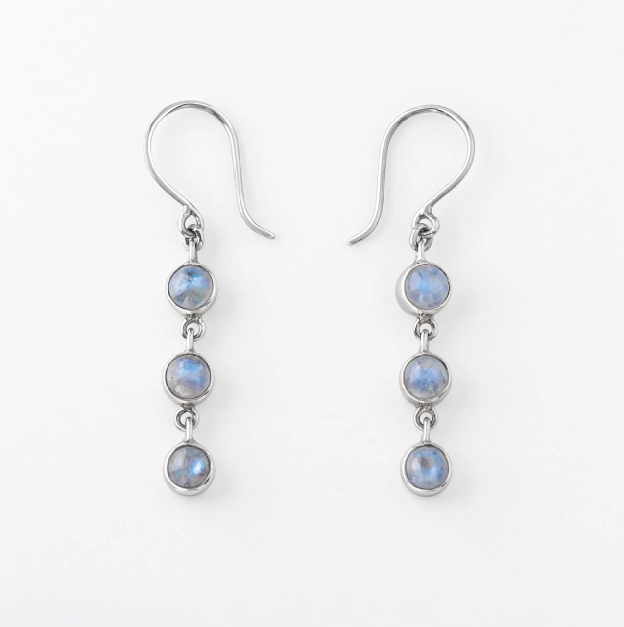 Nick Von K Rainbow Moonstone 3 Muses Earrings Sterling Silver