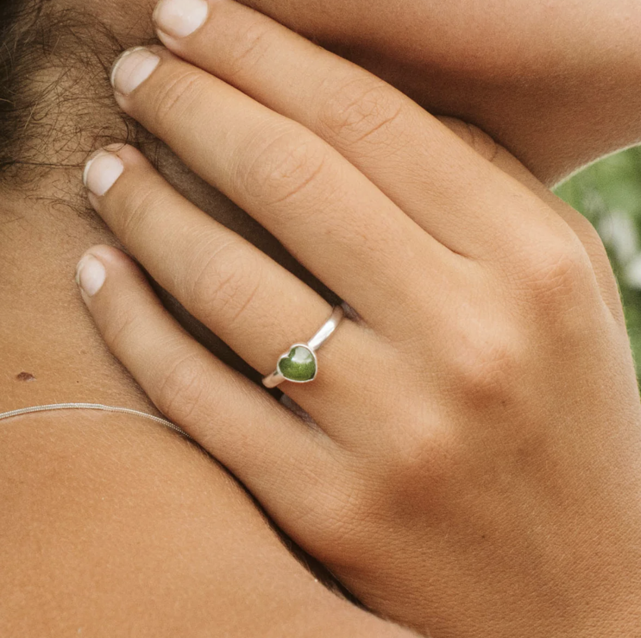 Nick Von K Pounamu Heart Ring Sterling Silver