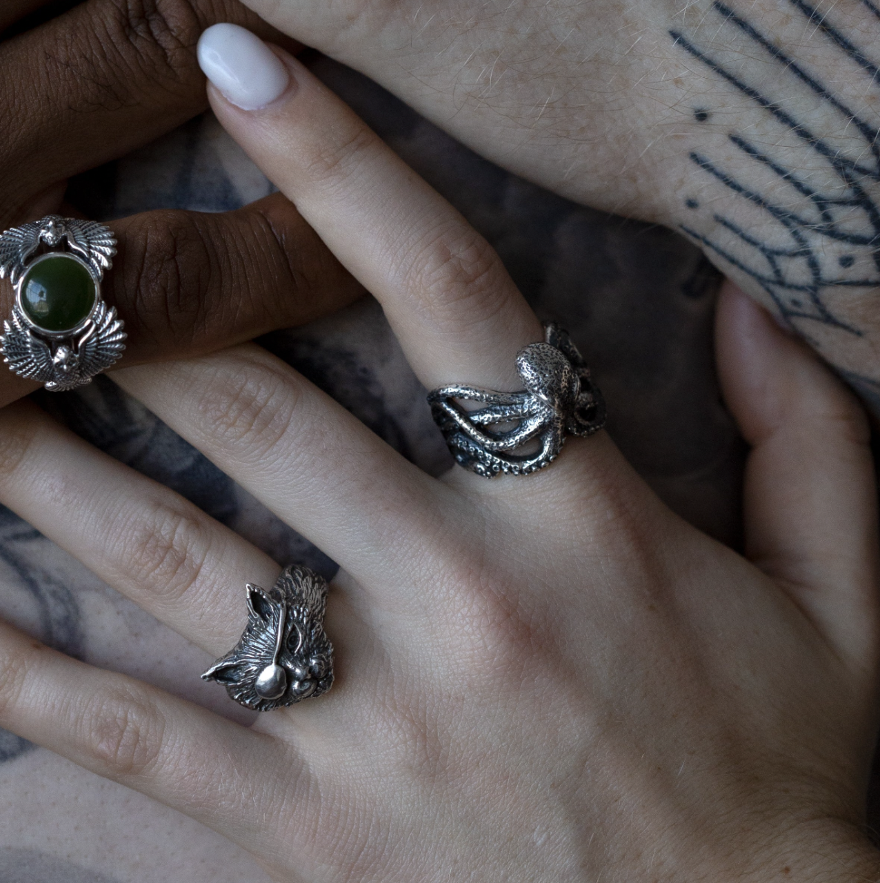 Nick Von K Octopus Ring Sterling Silver. Size R