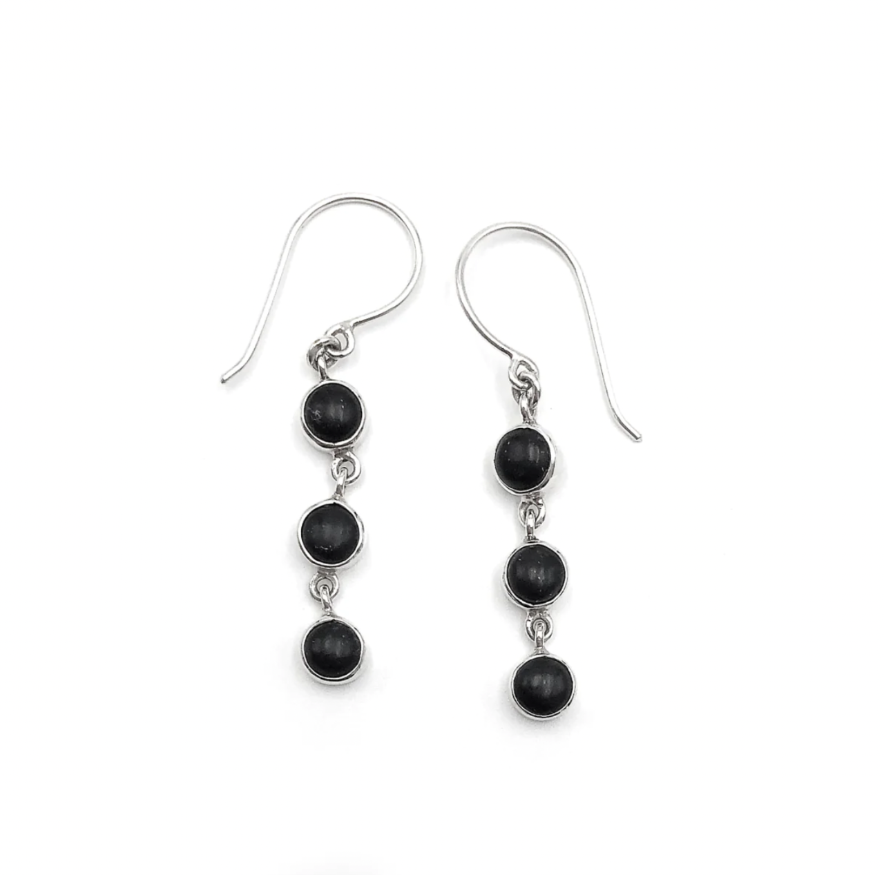 Nick Von K Black Pounamu 3 Muses Earrings Sterling Silver