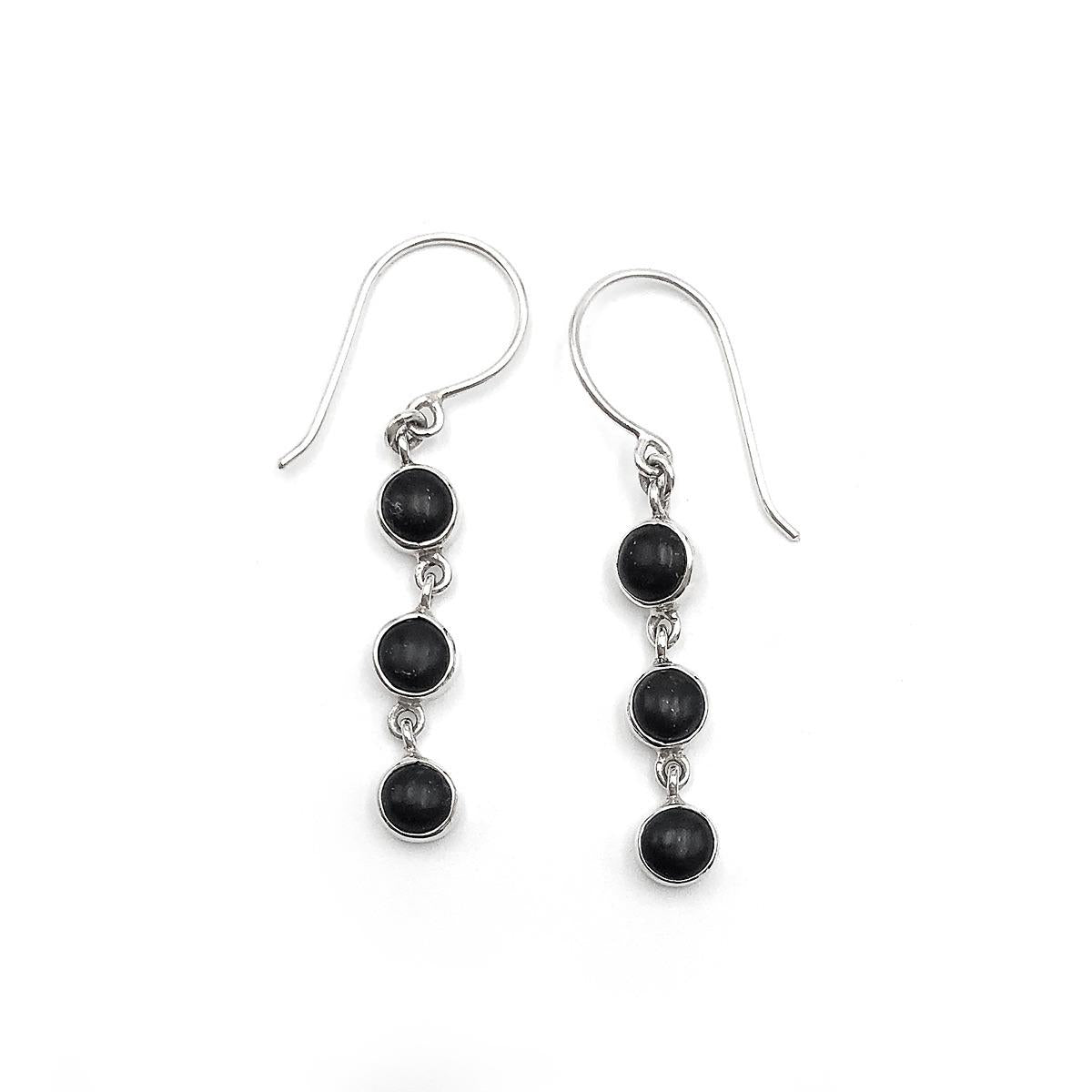 Nick Von K Black Pounamu 3 Muses Earrings Sterling Silver