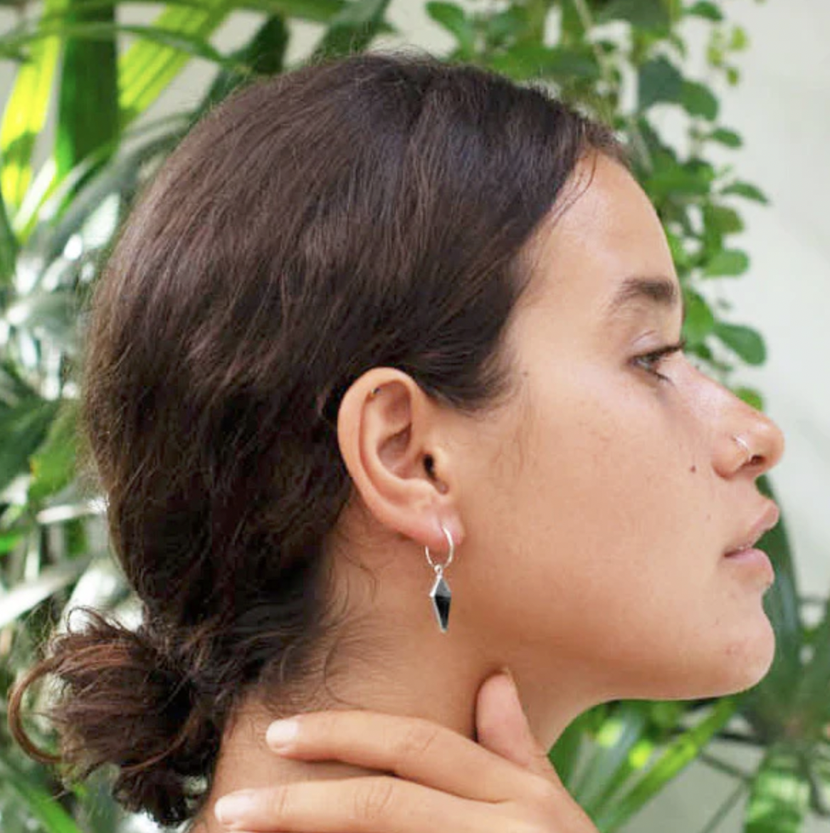 Nick Von K Black Pounamu Pinnacle Hoop Earrings Sterling Silver