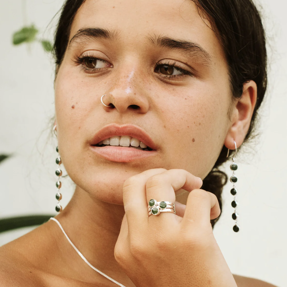 Nick Von K Pounamu Babylon Earrings Sterling Silver