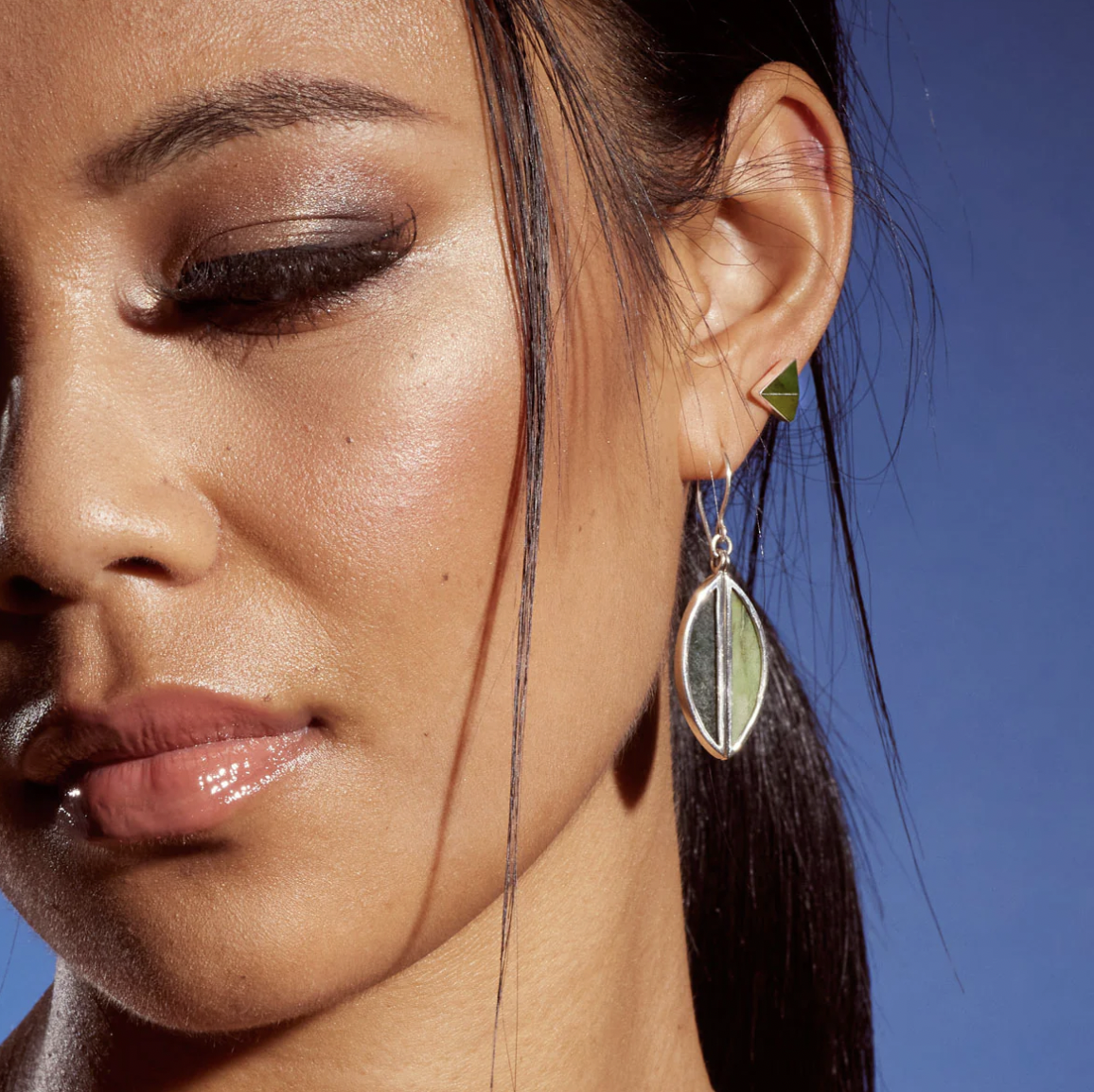 Nick Von K Antipodes Pounamu Earrings Sterling Silver