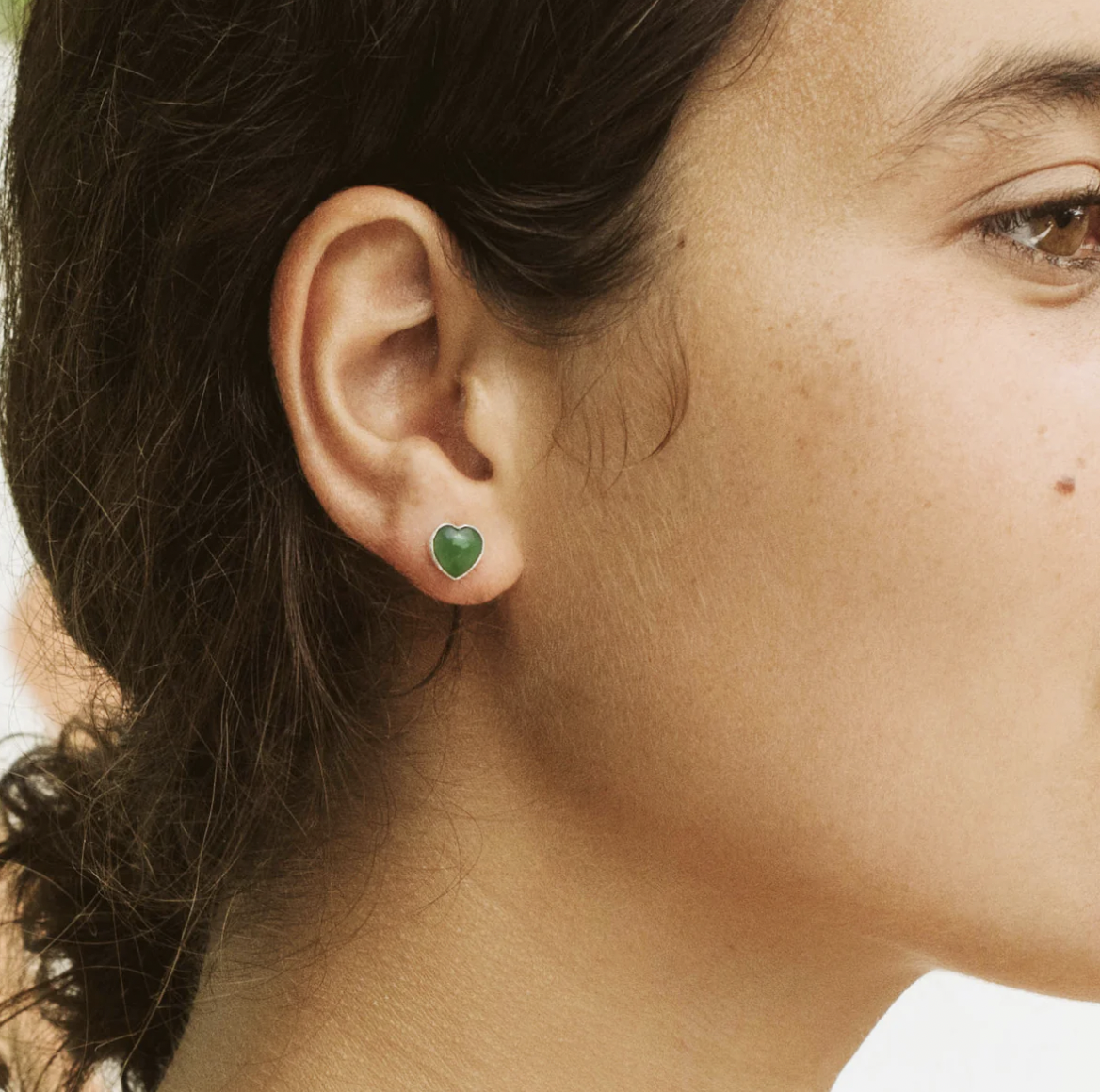 Nick Von K Pounamu Heart Stud Earrings Sterling Silver