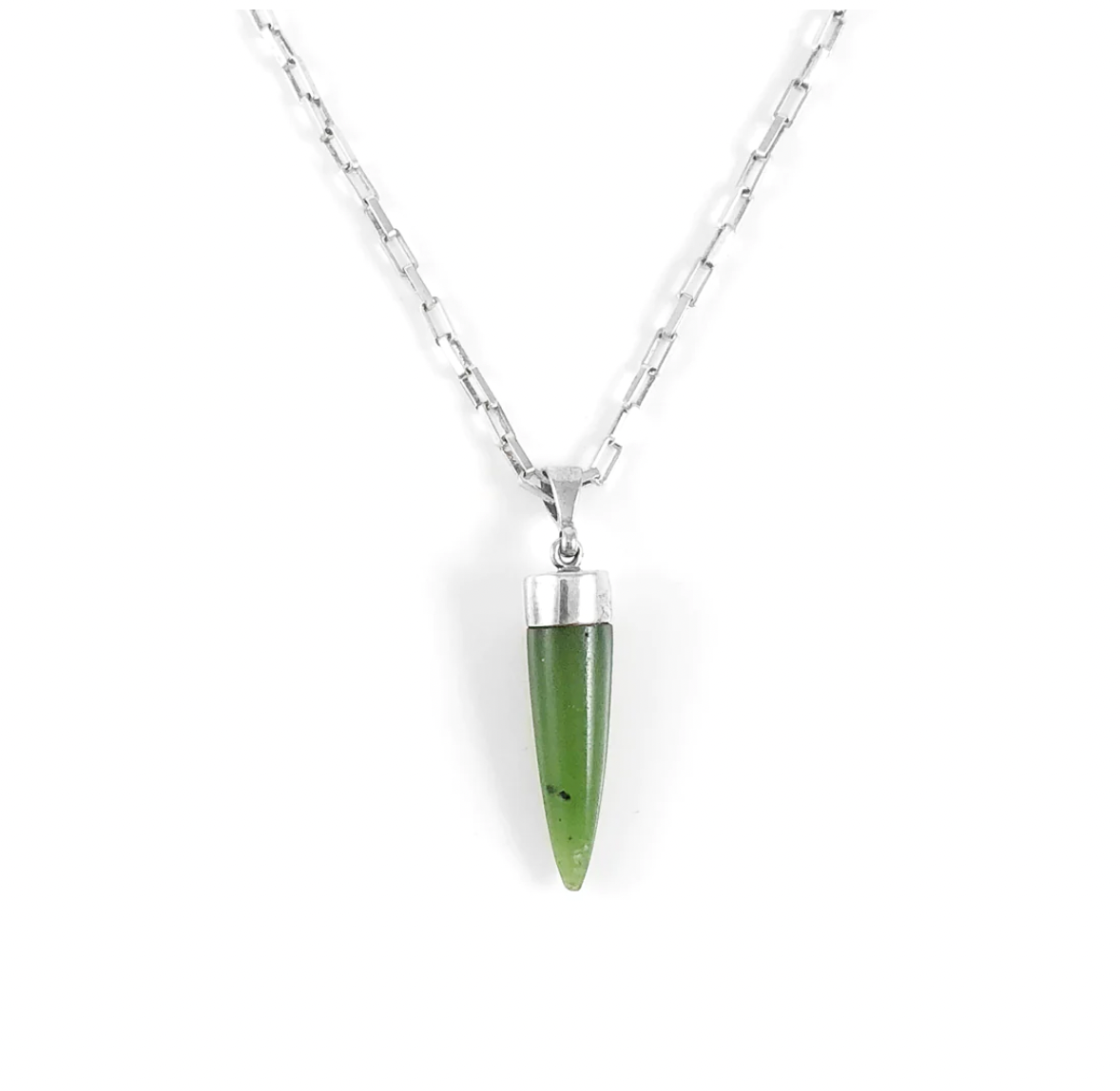 Nick Von K Pounamu Point Charm Pendant Sterling Silver Necklace