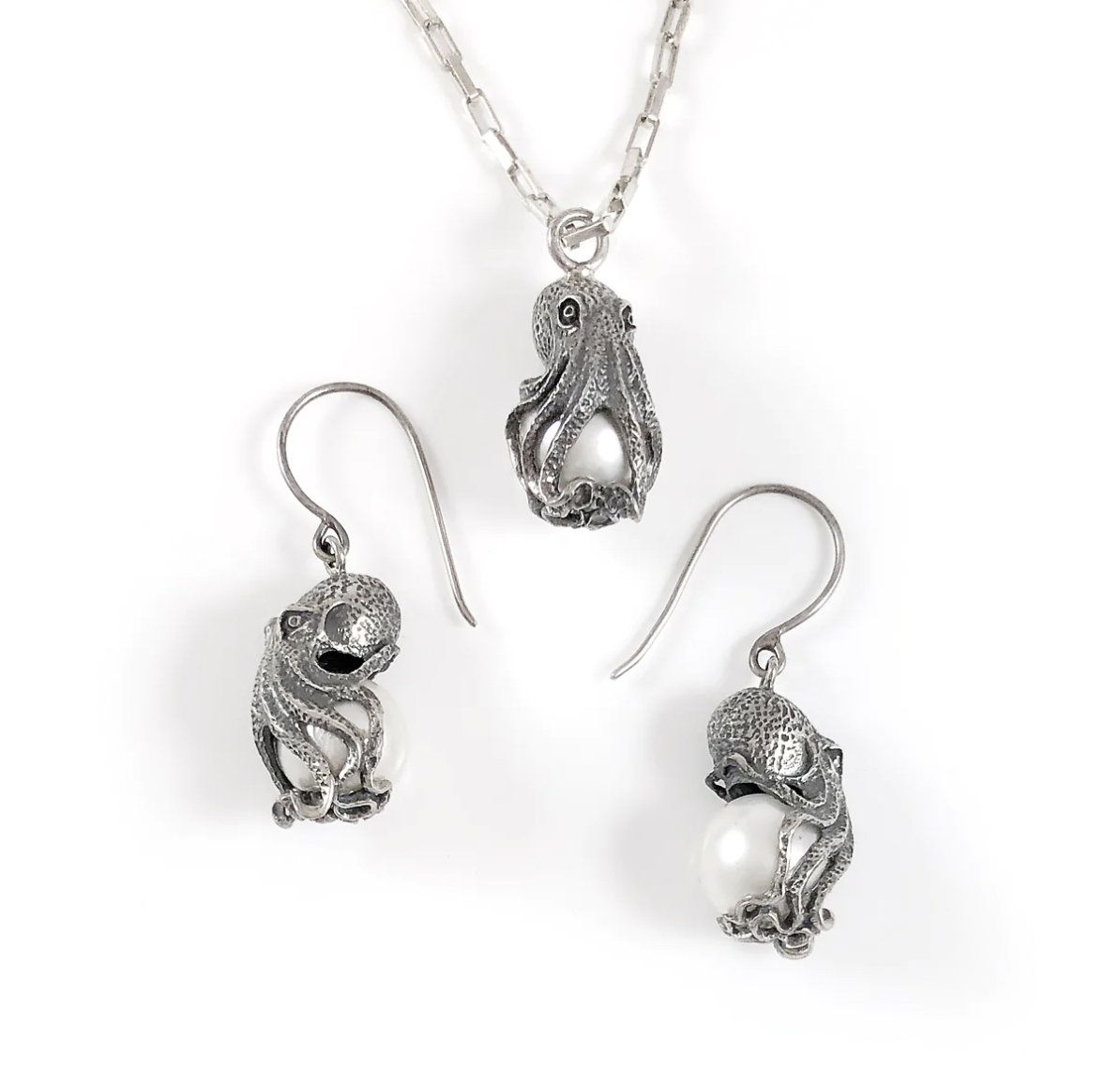 Nick Von K Octo Pearl Earrings Sterling Silver